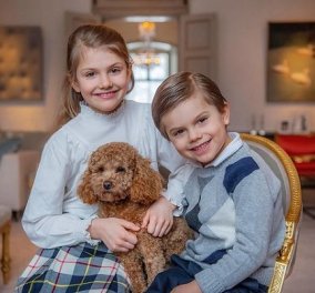 Η κόρη της πριγκίπισσας Βικτώριας έγινε 9 ετών! Με καρό φουστίτσα η πριγκίπισσα Εστέλ μαζί με τον αδελφό της & το κουτάβι τους (φωτό)