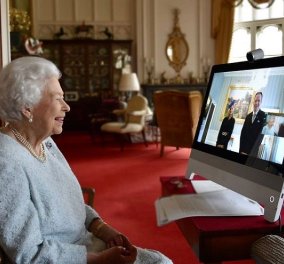Η βασίλισσα Ελισάβετ στην φωτογραφία σύμβολο της post covid ψηφιακής εποχής μας - Χαμογελαστή στο zoom της (βίντεο)