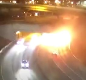 Η στιγμή που εκρήγνυται ένα αυτοκίνητο σε τούνελ, γίνεται μπάλα φωτιάς - Το βίντεο από το τροχαίο κάνει τον γύρο του κόσμου