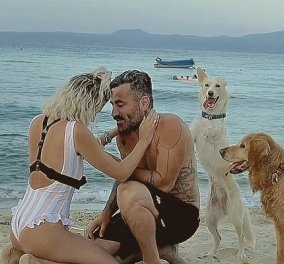 Θα το πάρει το κορίτσι ο Γιώργος Μαυρίδης! Βίντεο η πρόταση γάμου στην αγαπημένη του Κρίστη - στη θάλασσα με τα σκυλιά τους (φωτό)