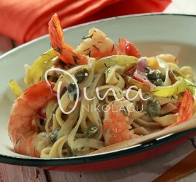 Η Ντίνα Νικολάου προτείνει: Ταλιατέλες με γαρίδες και πιπεριές - ένα λαχταριστό πιάτο για όλη την οικογένεια