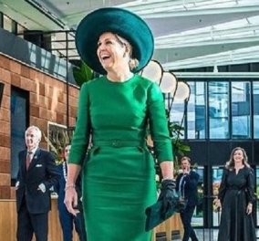 Βασίλισσα Μάξιμα: Με emerald πράσινο & ασορτί καπελαδούρα - η royal εντυπωσίασε (φωτό & βίντεο)