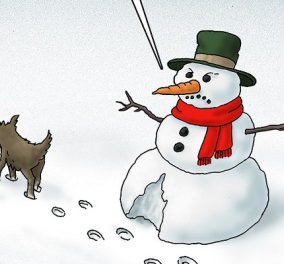 Καλημέρα από τον Αρκά: Το σκίτσο του για την επέλαση του χιονιά - «κοπρόσκυλο!»