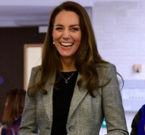 Το σοφιστικέ look της Kate Middleton: Μια σύγχρονη, κομψή γυναίκα & μητέρα -  skinny jeans, πλεκτό & σακάκι (φωτό & βίντεο)