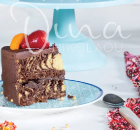 Μια λαχταριστή πρόταση από τη Ντίνα Νικολάου: Τούρτα σοκολατίνα ζέβρα - Ο πιο γλυκός πειρασμός
