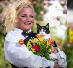 Φοβόταν την έξωση και… παντρεύτηκε την γάτα της! Με σμόκιν στον γάμο η 49χρονη Deborah (φωτό & βίντεο)