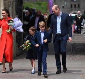 Το πορτοκαλοκόκκινο της Kate Middleton, το navy blue της Charlotte - Ασορτί με τον μπαμπά του ο πρίγκιπας George  (φωτό & βίντεο)