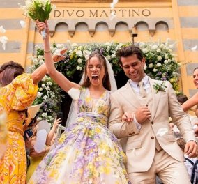 Το ωραιότερο κίτρινο & μωβ νυφικό που είδατε ποτέ: Ο Dolce & Gabbana για την Carolina Adriano - μαγικό σκηνικό στο Portofino (φωτό & βίντεο)