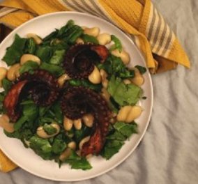 Δημήτρης Σκαρμούτσος: Σαλάτα με χταπόδι, γίγαντες και σπανάκι - τρώγεται άνετα ως κυρίως πιάτο 
