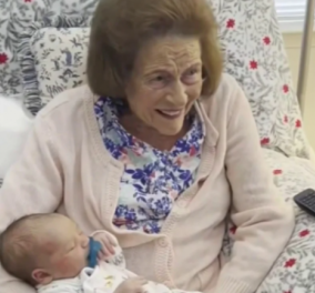 Η 99χρονη Marguerite ήταν μοναχοκόρη, αλλά σήμερα υποδέχτηκε το 100ο εγγόνι της – Κοκέτα με ροζ νύχια και μαλλί περμανάντ  (βίντεο)