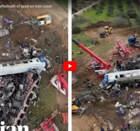 Τραγωδία στα Τέμπη: Συγκλονίζουν εναέρια πλάνα από drοne που δείχνουν το σημείο του δυστυχήματος (βιντεο)