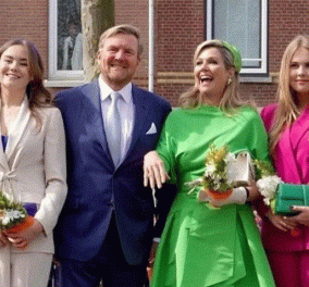 Ημέρα του Βασιλιά - Ολλανδία: Η βασίλισσα Μάξιμα κομψότατη στα πράσινα - Η κόρη της Αμαλία με σικ κοστούμι αξίας 1400 ευρώ (φωτό)