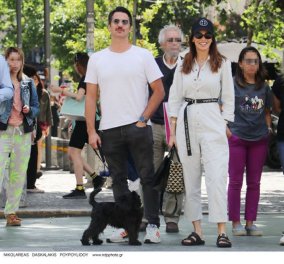 Μπέττυ Μαγγίρα: Βόλτα με τον σύζυγο της, Δημήτρη Μάζη & το σκυλάκι τους! Casual με υπέροχο off white jumpsuit (φωτό)