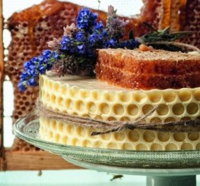 Ο Στέλιος Παρλιάρος έχει μια απίθανη συνταγή: Τούρτα σαμπάνιας με μέλι και κερήθρα - μας τρέχουν τα σάλια!
