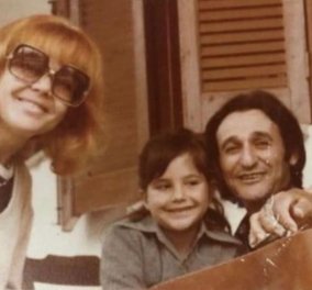 Family vintage pic: Ο Σωτήρης Μουστάκας με την σύζυγό του Μαρία Μπονέλου και την κόρη τους Αλεξία Μουστάκα
