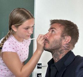 Αυτή η αγάπη όλο και μεγαλώνει - Ο David Beckham κάθεται ήσυχος για να τον μακιγιάρει η κορούλα του, Χάρπερ (βίντεο)