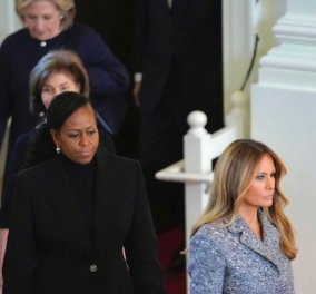 To funeral styling των 5 Πρώτων Κυριών των ΗΠΑ στην κηδεία της Ρόζαλιν Κάρτερ - Η επιμελημένη κόμμωση της Μισέλ, το tweed της εκθαμβωτικής Μελάνια Τραμπ (φωτό)
