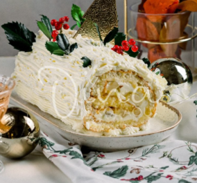 Η Ντίνα Νικολάου μας φτιάχνει το απόλυτο γιορτινό γαλλικό γλυκό - Κορμός χριστουγεννιάτικος με καραμελωμένα αχλάδια