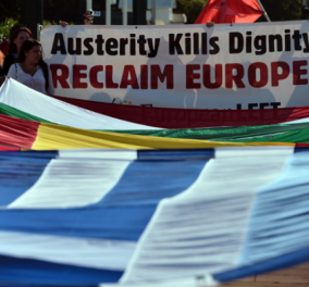 Βέλγιο: Διαδήλωση αλληλεγγύης στους Έλληνες με συνθήματα κατά της λιτότητας, των τραπεζών και της Μέρκελ! 