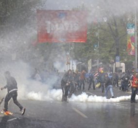 Πλατεία Ταξίμ: Επεισόδια με ΜΑΤ & διαδηλωτές που... τήρησαν το έθιμο της Πρωτομαγιάς