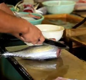 Ξέρεις από σούσι;;; Παρακολουθείστε φιλετάρισμα ψαριού σε χρόνο μηδέν από τον μαιτρ του είδους! - Κυρίως Φωτογραφία - Gallery - Video