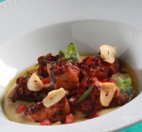 Χταπόδι μαγειρευτό με καραμελωμένα κρεμμύδια και φάβα από τον εξαίρετο σεφ Γιάννη Λουκάκο! - Κυρίως Φωτογραφία - Gallery - Video