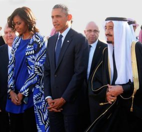 Η εμφάνιση-υπερπαραγωγή της Μισέλ Ομπάμα στη Σαουδική Αραβία και η αμαρτία να μη φορέσει νικάμπ! (φωτό & βίντεο)