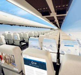Χωρίς παράθυρα τα αεροπλάνα νέας γενιάς - Θα έχουν γιγάντιες οθόνες LED οι οποίες θα μεταδίδουν όμορφες εικόνες κατά τη διάρκεια του ταξιδιού! (βίντεο)