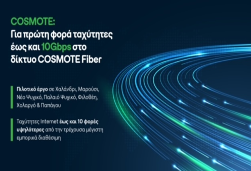 COSMOTE: Για πρώτη φορά ταχύτητες έως και 10Gbps στο δίκτυο COSMOTE Fiber - 3.000,000 γραμμές έως το 2027 σε όλη την Ελλάδα