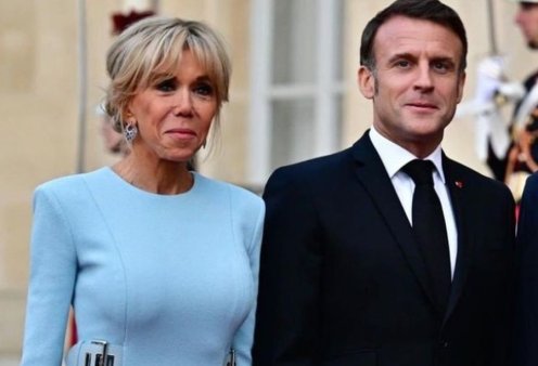 Brigitte Macron: Με baby blue τουαλέτα έκλεψε τις εντυπώσεις στο επίσημο δείπνο (φωτό)