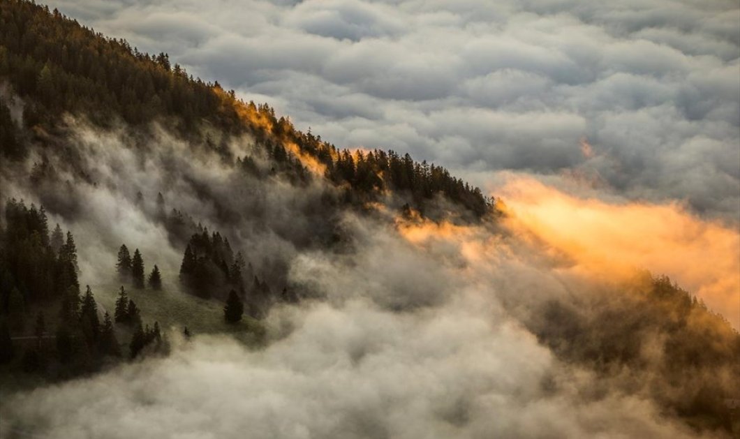 Μοναδική ένωση χρωμάτων ουρανού & γης στην ανατολή του ηλίου στην Αυστρία - Φωτογραφία: REUTERS / DOMINIC EBENBICHLER