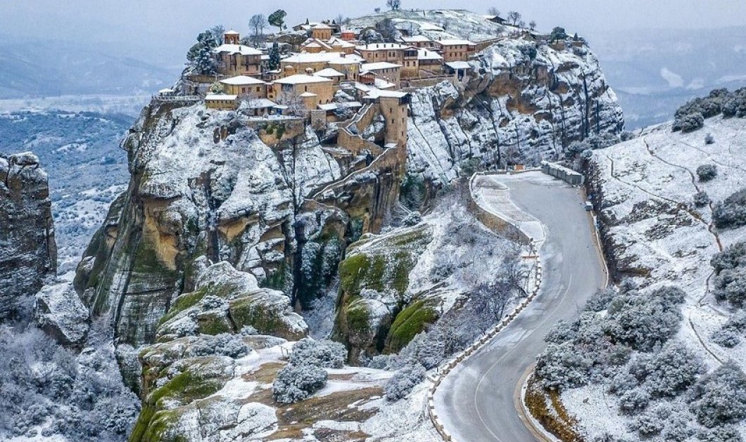 Φωτό ημέρας από τα χιονισμένα Μετέωρα: Ο χειμώνας «χαρίζει» μαγικές εικόνες - κλικ από @kafetsis.a.fotis