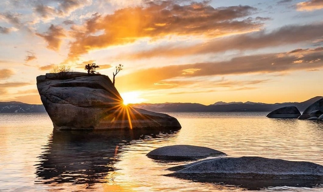 Φωτό ημέρας το ηλιοβασίλεμα από τη λίμνη Tahoe στην Καλιφόρνια - ταξιδεύουμε νοητά με το κλικ του @stephen_matera