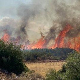 Μεγάλη φωτιά στην Κερατέα - Έχουν καεί σπίτια - Ήχησε το 112 (βίντεο)